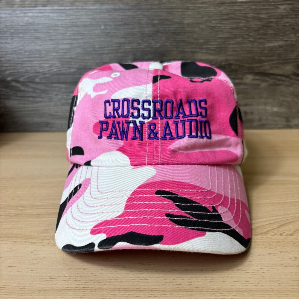 Crossroads Pawn & Audio Hat Cap Strap Back Womens Pink Camo Camouflage